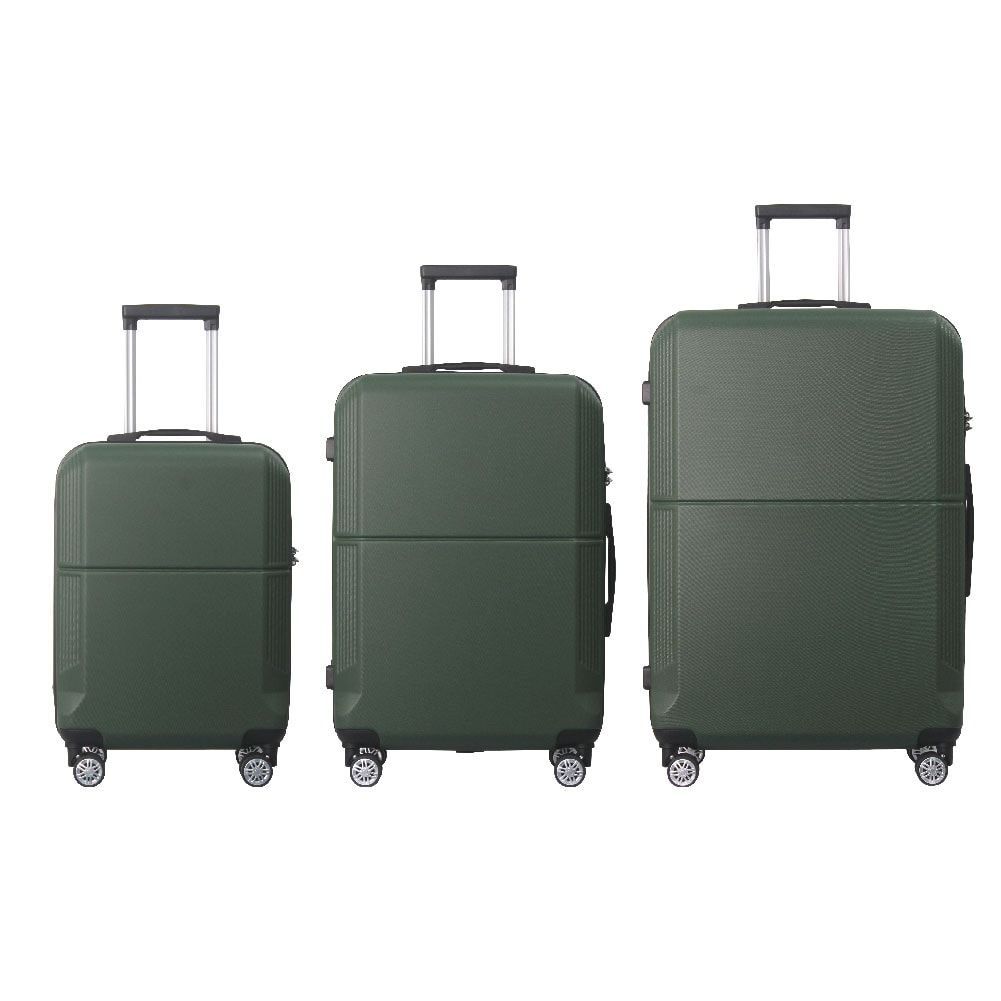 Green 3-Piece Premium ABS Luggage Set-20", 24", And 28" Suitcases With Multi-Position Handle, Silent Spinner Wheels, And TSA-Approved Lock-Durable, Stylish, And Spacious Travel Gear_maomaolike.com
