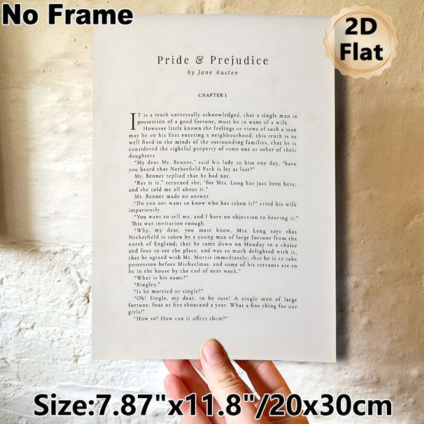 Pride And Prejudice Literary Painting Poster, Vintage-style Classic Novel First Page Poster, Timeless Literary Excerpt Decor Ideal For Home Library_maomaolike.com