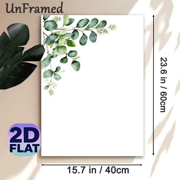 Eucalyptus Branch Painting Poster, Delicate Watercolor Style Poster, Soft Green Eucalyptus Leaves With Tiny Light Blossoms, Fresh Natural Vibe Ideal_maomaolike.com