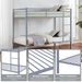 Metal Bunk Bed Twin Over Twin, Low Profile Bunk Bed Frame WithBuilt-in Ladder, High Guardrail And Metal Slats, Space-Saving Twin Size Bed Frame For Kids Teens, No Box Spring Required, Gray_maomaolike.com