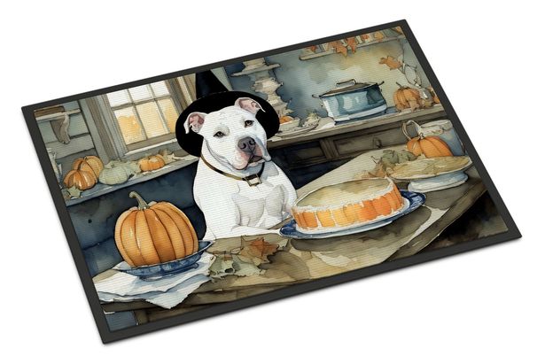 Pit Bull Terrier Fall Kitchen Pumpkins Doormat Front Door Mat Indoor Outdoor Rugs For Entryway, Non Slip Washable Low Pile, 24H X 36W_maomaolike.com
