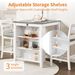36" Modern Dining Table Set For 2 With Charging Station & 3-Tier Adjustable Storage | Space-Saving Kitchen Set With Upholstered Chairs For Small Spaces, Apartment,Off White_maomaolike.com