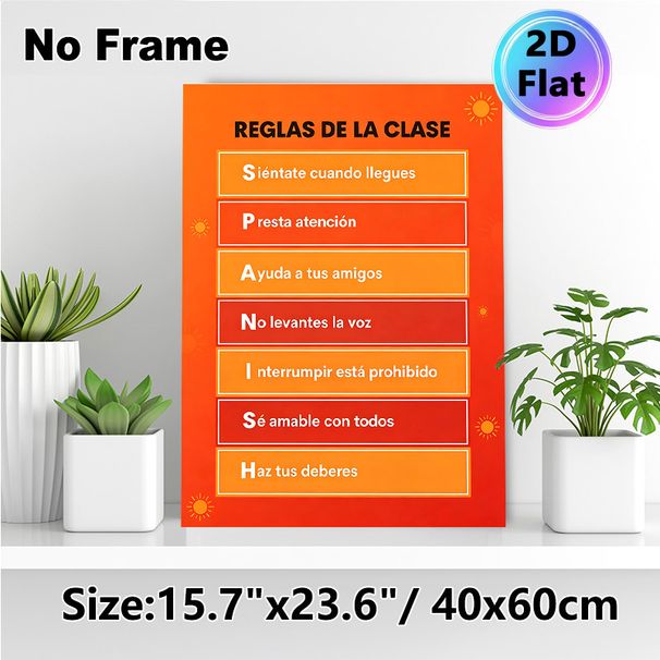 Spanish Classroom Rules Painting Poster, Vibrant Orange-toned Structured Text Poster, Clearly Outlines Classroom Conduct Guidelines To Maintain_maomaolike.com