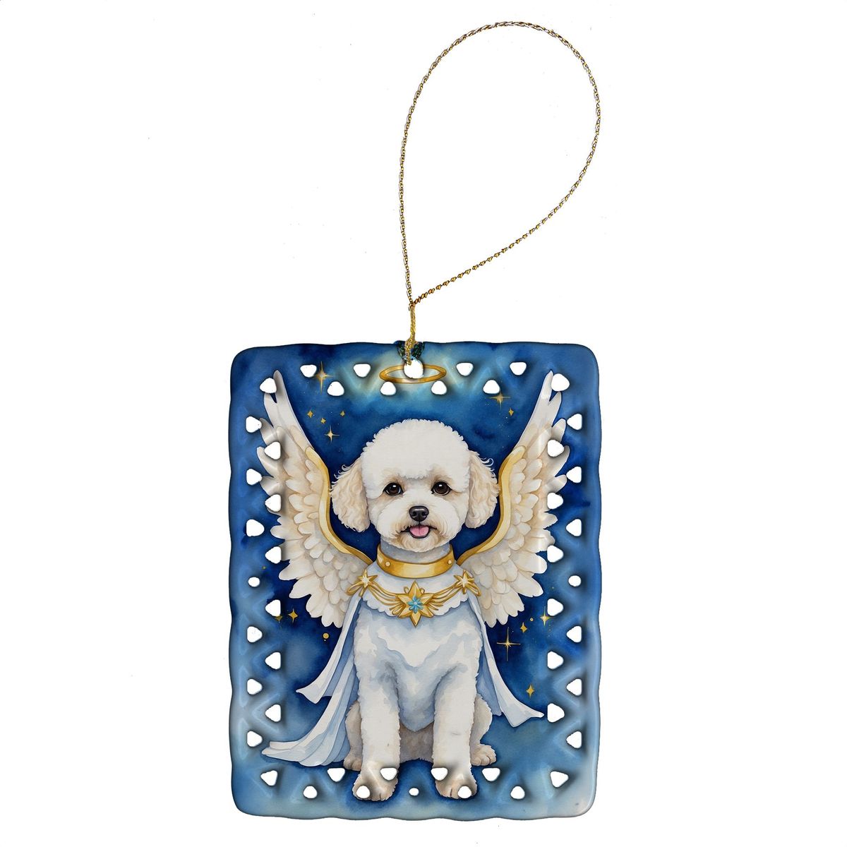 Bichon Frise My Angel Porcelain Ornament Christmas Tree Hanging Decorations For Home Christmas Holiday, Rectangle, Gift, Multicolor_maomaolike.com
