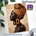 African Woman Painting Poster, Elegant Oil Painting Style Poster, Warm-toned Portrait Of A Woman With Ornate Headwrap And Bold Earrings, Adds Cultural_maomaolike.com