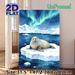 Walrus & Aurora Borealis Painting Poster, Soft Watercolor Arctic Scene Poster, Serene Icy Landscape Artwork, Suitable For Home, Living Room And Office_maomaolike.com