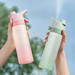 1-4PCS Large Capacity Spray Water Bottle With Straw Gradient Frosted Portable Outdoor Sports Travel Mist Sprayer_maomaolike.com