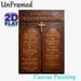 Spanish Ten Commandments Painting Poster, Vintage Leather-textured Poster With Engraved Golden Lettering & Cross, Faith-focused Wall Decor Suitable_maomaolike.com