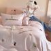 100S Long-Staple Four-Piece Set Cute Rabbit Towel Embroidered Duvet Cover Sheet 100% Cotton For 1.8m Bed_maomaolike.com