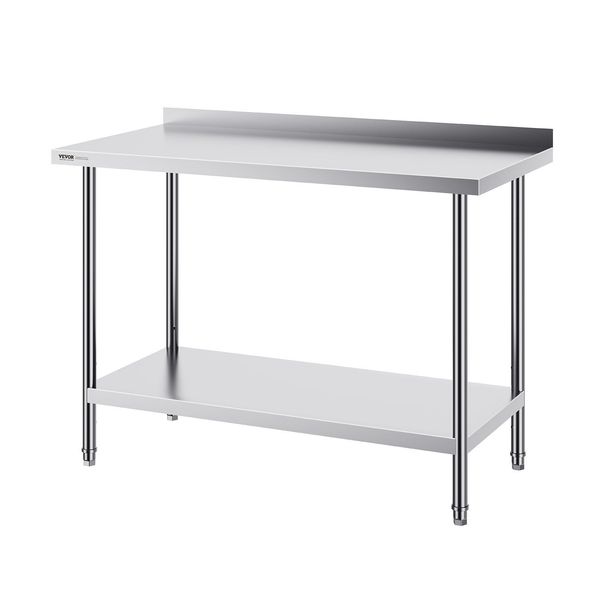 VEVOR 24 X 48 X 36 Inch Stainless Steel Work Table, Commercial Food Prep Worktable Heavy Duty Prep Worktable, Metal Work Table With Adjustable Height For Restaurant, Home And Hotel_maomaolike.com