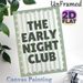 The Early Night Club Painting Poster, Soft Sage Green Striped With Scalloped Edge Poster, Playful Typography Decor Ideal For Bedroom, Living Room And_maomaolike.com