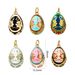 1pc Vintage Brass Charms Gold Color Easter Day Egg Multicolor Flower Enamel Pendant DIY Necklace For Women Jewelry 28mm_maomaolike.com