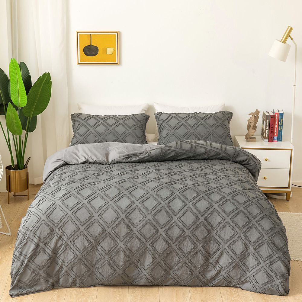Solid Color Cut Flower Square Shape Quilt Cover Full Size_maomaolike.com