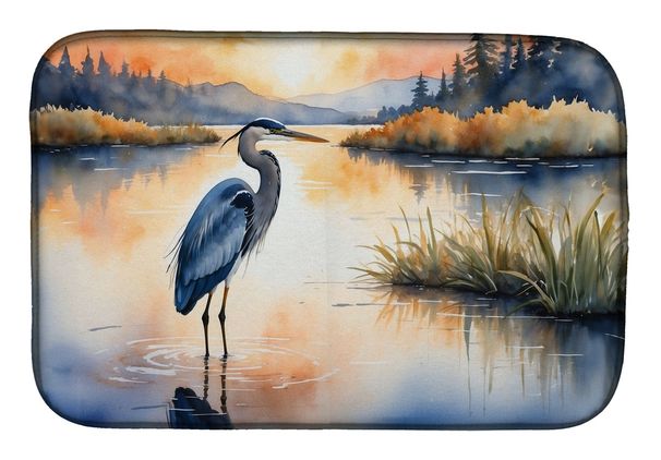 Blue Heron In The Golden Hour Dish Drying Mat Absorbent Dish Drying Mat Pad For Kitchen Counter Dish Drainer Mat For Countertop, 14 X 21", Multicolor_maomaolike.com