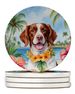 Brittany Spaniel Luau Large Sandstone Coasters Pack Of 4 Absorbent Round Coasters Decor Gifts For Men Or Women, 4 In, Multicolor_maomaolike.com