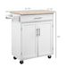 Kitchen Island Cart, Rolling Island Table With Solid Wood Top, Trolley Cart With Drawer, Storage Cabinet & Towel Rack, White_maomaolike.com