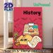 History Themed Painting Poster, Vibrant Cartoon Style Poster Featuring Pyramids, Camels & Hourglass, Educational Decor Ideal For Study Room, Classroom_maomaolike.com