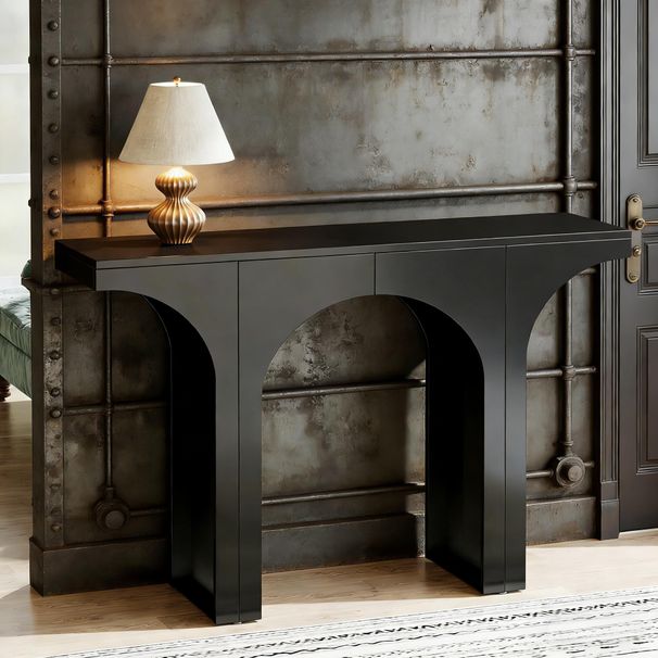 Console Table, Wooden Entryway Table Sofa Table With Arch Base_maomaolike.com
