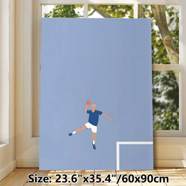 Handball Themed Painting Poster, Minimalist Flat-style Handball Player In Action Poster, Sleek Sports-inspired Decor For Gym, Sports Lounge Or Living_maomaolike.com