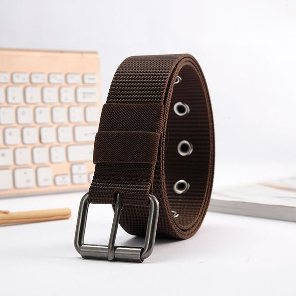 HOT Porous canvas men's pin buckle students youth Korean version of hundred jeans belt military training lengthened female_maomaolike.com