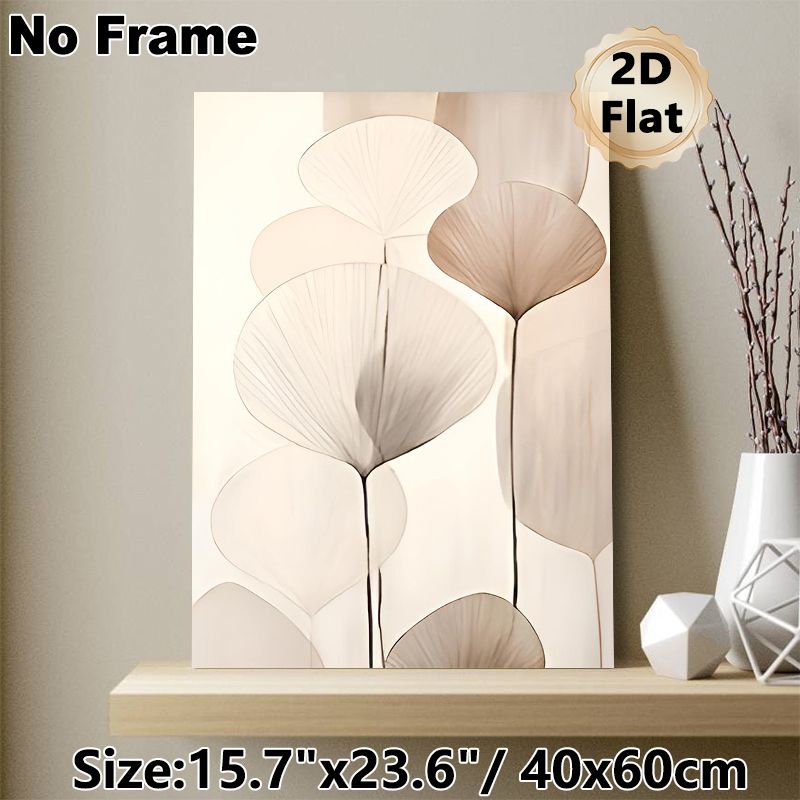 Ginkgo Leaf Themed Painting Poster, Soft-toned Minimalist Botanical Poster, Gentle Elegant Design Ideal For Living Room, Bedroom And Office_maomaolike.com