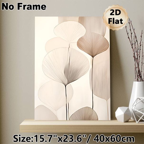 Ginkgo Leaf Themed Painting Poster, Soft-toned Minimalist Botanical Poster, Gentle Elegant Design Ideal For Living Room, Bedroom And Office_maomaolike.com