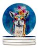 Hippie Animal Llama Large Sandstone Coasters Pack Of 4 Absorbent Round Coasters Decor Gifts For Men Or Women, 4 In, Multicolor_maomaolike.com