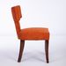 Set Of 2 Mid Century Modern Dining Chairs, Upholstered Farmhouse Accent Chairs With Curved Backrest And Copper Nail Trim, Hardwood Frame, Orange Linen Fabric_maomaolike.com