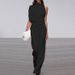 Women's clothing pants solid color one-shoulder pile collar jumpsuit hot selling hot dress pants_maomaolike.com