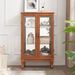 2 Doors Curio Cabinet With Tempered Glass Doors, Curio Cabinets With Mirrored Back Panel And Adjustable Shelves, Lighted Display Cabinet For Home, Office Light Bulb Included Cherry_maomaolike.com