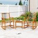 3 Piece Patio Rocking Set Acacia Wood Rocker Bistro Set With Rattan Seat And Back_maomaolike.com