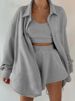 Women's clothing long sleeved jacket shorts vest three piece sports casual sweater suit_maomaolike.com