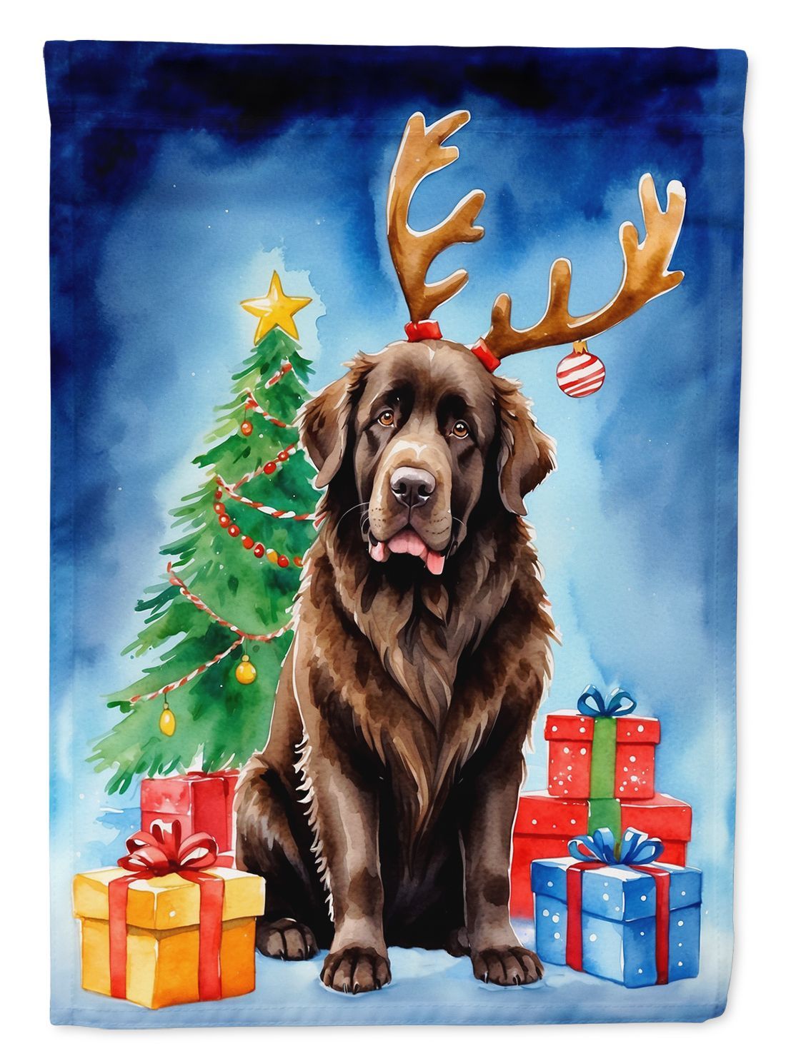 Chocolate Christmas Reindeer House Flag Large Porch Sleeve Pole Decorative Outside Yard Banner Artwork Wall Hanging, Polyester, House Size, Multicolor_maomaolike.com