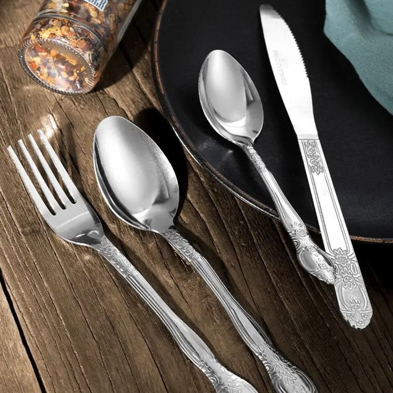 Product Name : Deluxe Premium Cutlery Flatware Set For The Home - Stainless Steel Cutlery Service With 1 Dinner Fork, 1 Dinner Knife, 1 Dinner Spoon And 1 Tea Spoon - Durable, Elegant And Rust-resista_maomaolike.com