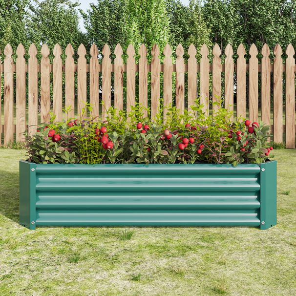 Metal Raised Garden Bed, Rectangle Raised Planter 4×2×1ft For Flowers Plants, Vegetables Herb Veezyo Green_maomaolike.com