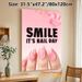 Nail Day Smile Painting Poster, Soft Pink Watercolor Style Poster, Cheerful Nail-themed Design Ideal For Beauty Salon, Bedroom Wall Decor_maomaolike.com