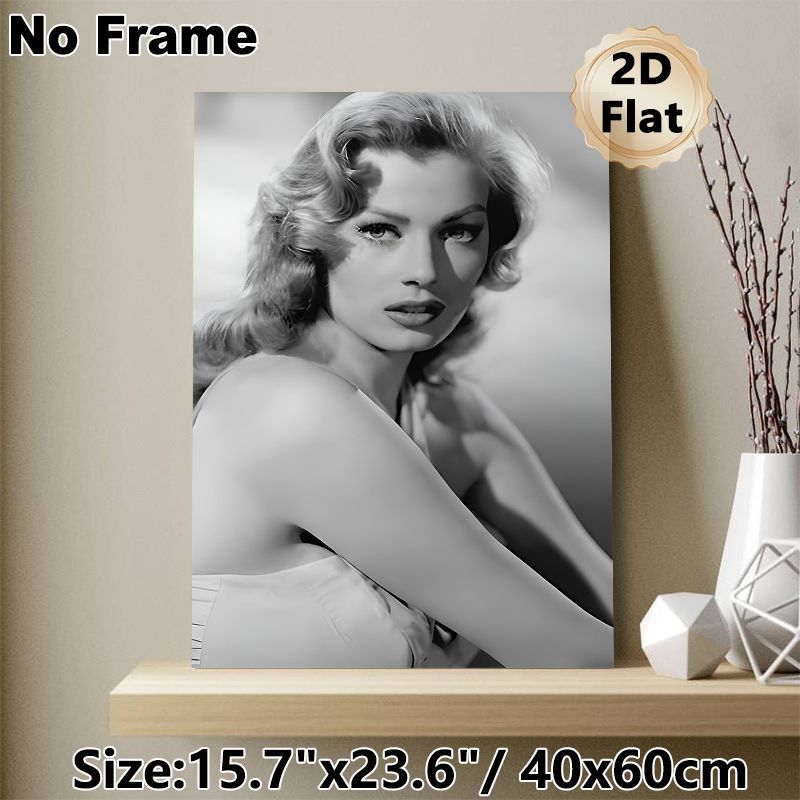 Vintage Hollywood Female Portrait Painting Poster, Monochrome Retro Glamour Poster, Elegant Nostalgic Artwork Ideal For Living Room, Bedroom Wall_maomaolike.com