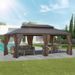 12*20FT Patic Gazebo,alu Gazebo With Steel Canopy,Outdoor Permanent Hardtop Gazebo Canopy For Patio, Garden, Backyard_maomaolike.com