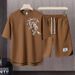 Men's Clothing 2024 Waffle Casual Summer Suit Men's Loose Teen Short sleeved T shirt Shorts Handsome Two piece Suit_maomaolike.com