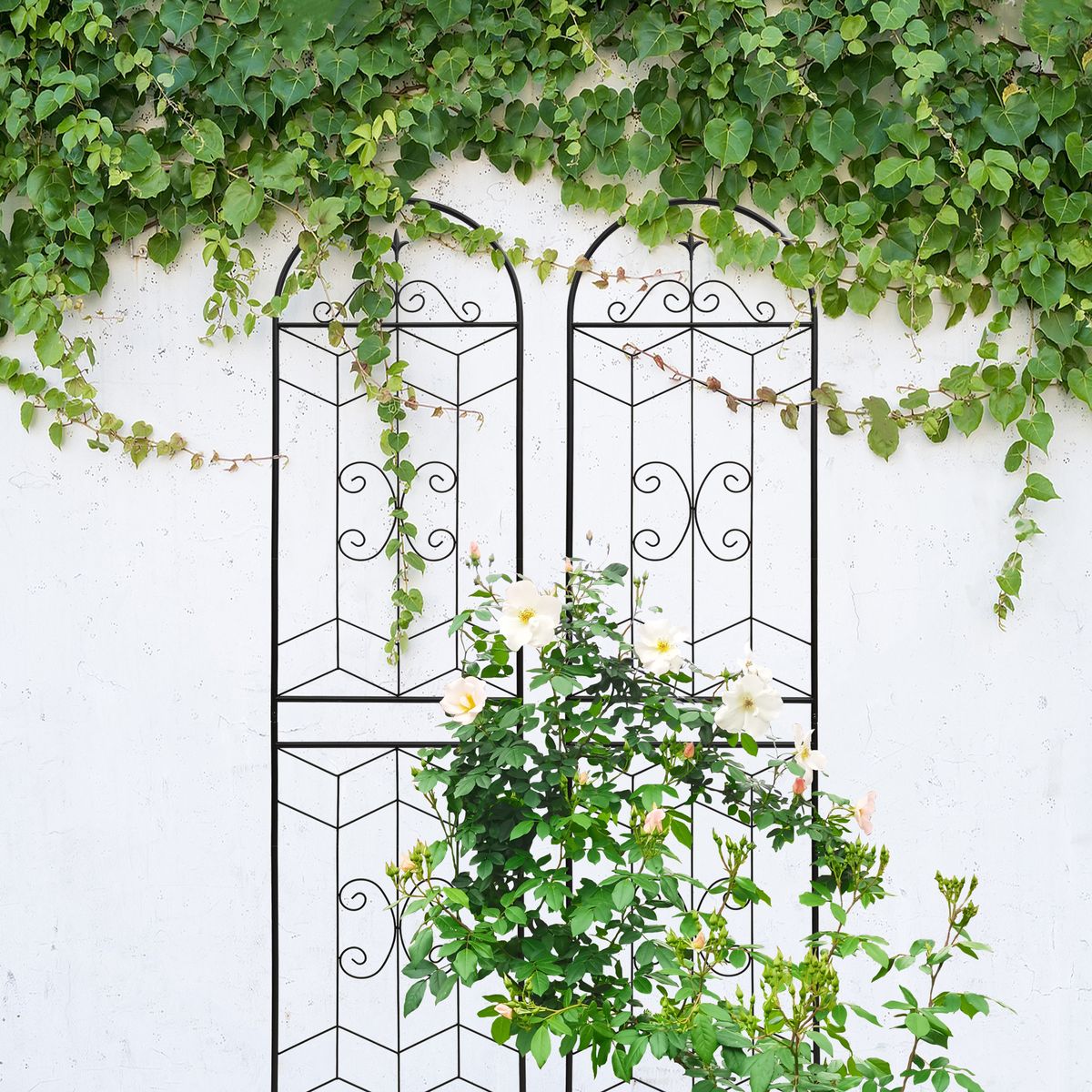 2 Pack Metal Garden Trellis 86.7" X 19.7" Rustproof Trellis For Climbing Plants Outdoor Flower Support Black_maomaolike.com