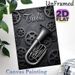 Tuba Themed Painting Poster, Vintage Industrial Style Poster, Sleek Dark-toned Tuba With Rustic Gears, Elegant Music-inspired Decor Ideal For Music_maomaolike.com