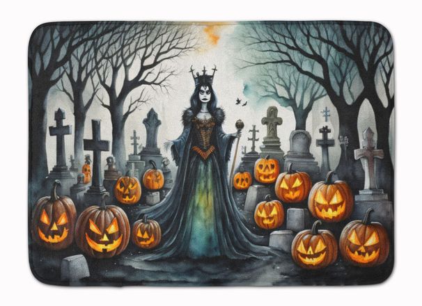 Evil Queen Spooky Halloween Memory Foam Kitchen Mat Machine Washable Anti-Fatigue Mat Cushion Comfort Bath Mat Or Kitchen Rug_maomaolike.com