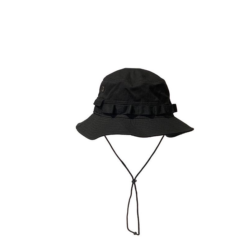 Hot Sale 2024 New Pocket Design Trend Retro Street Function Bucket Hat Men and Women Drawstring Adjustable Big Eaves Sunshade_maomaolike.com