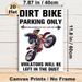 Dirt Bike Parking Themed Painting Poster, Vibrant Pop-art Style Dirt Bike Rider Poster, Funny Warning Slogan, Ideal For Garage, Workshop Or Motorcycle_maomaolike.com