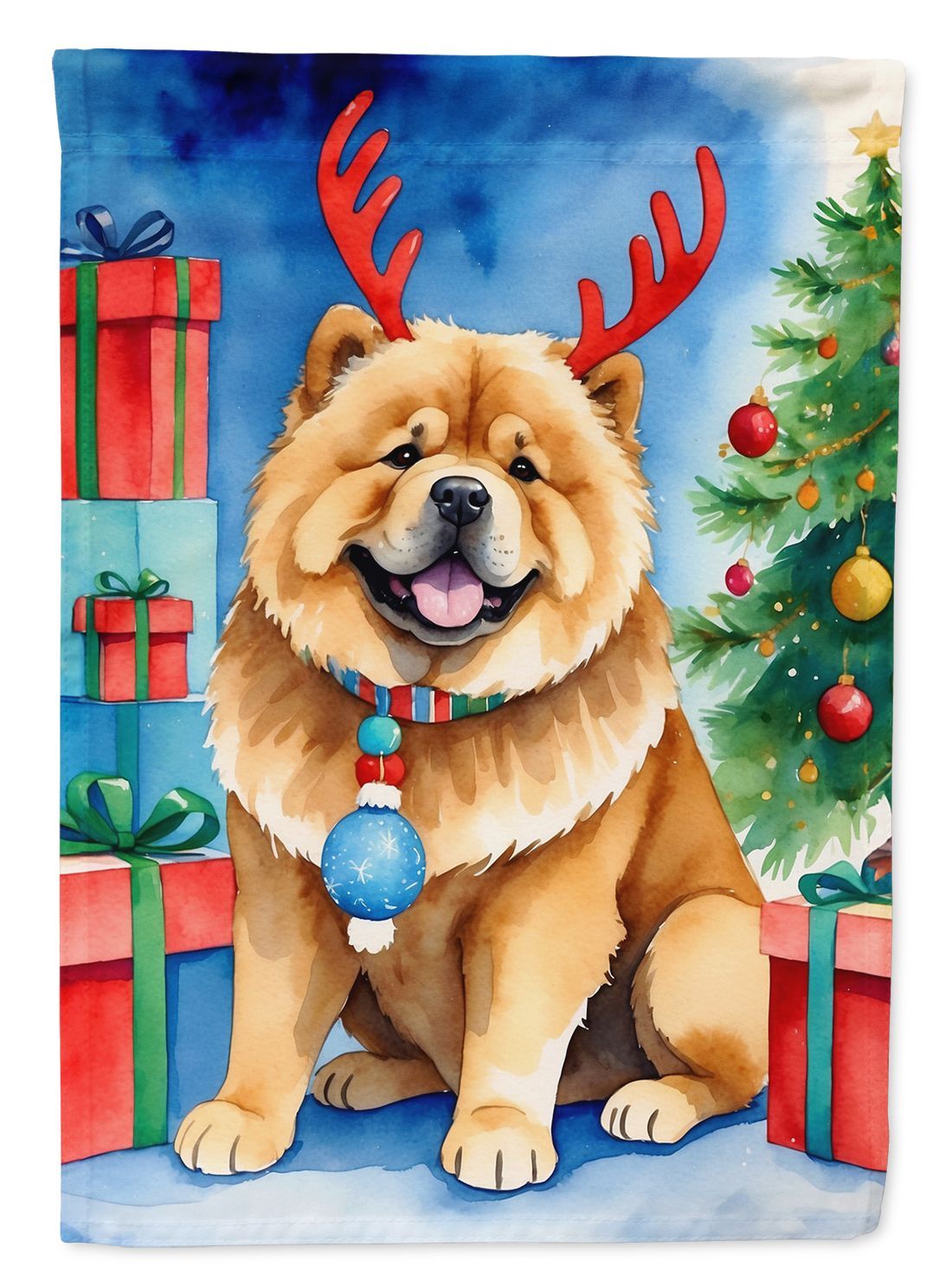 Chow Chow Christmas Reindeer Garden Flag Mailbox Flag Decorative Yard Flag Banner Outside Patio Artwork Yard Flower Beds, Garden Size, Multicolor_maomaolike.com