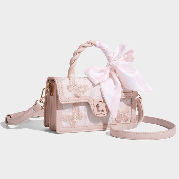 Lace Embroidery Bow Small Square For Women 2026 New Fashion Handbag Cute Trendy Single Shoulder Crossbody Bag_maomaolike.com