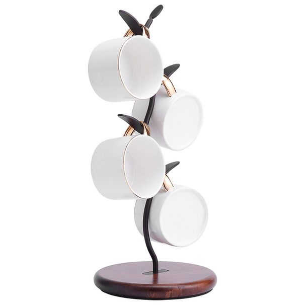 Manufacturers supply cup rack iron paint water cup rack American wooden coffee cup restaurant creative decoration_maomaolike.com