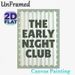 The Early Night Club Painting Poster, Soft Sage Green Striped With Scalloped Edge Poster, Playful Typography Decor Ideal For Bedroom, Living Room And_maomaolike.com
