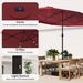Garden Parasol 14.4ft Double-Sided Sun Umbrella With Base, Patio Parasol With LED Solar Lights, Wine Red_maomaolike.com