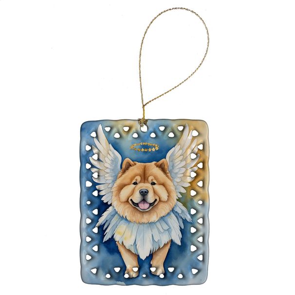 Chow Chow My Angel Porcelain Ornament Christmas Tree Hanging Decorations For Home Christmas Holiday, Rectangle, Gift, Multicolor_maomaolike.com